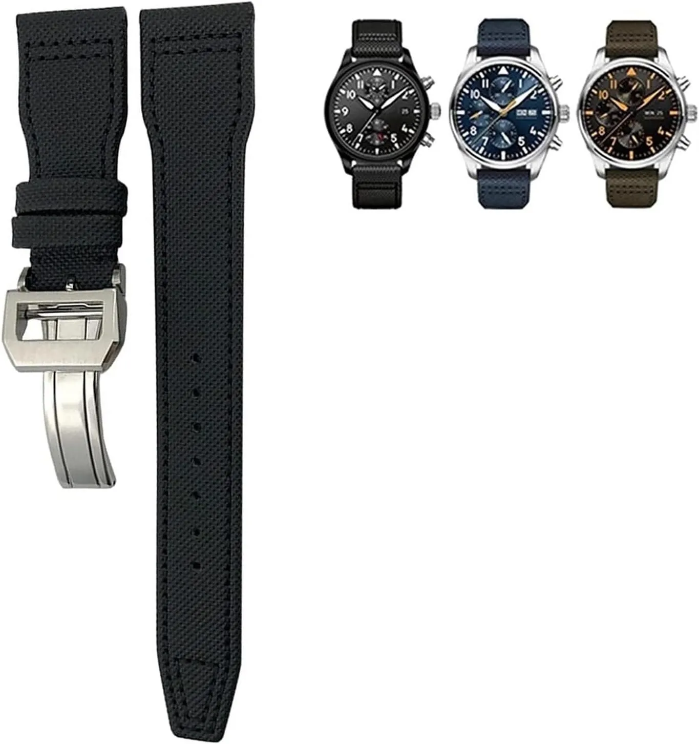Nylon Calfskin Leather Watch Band For IWC Big Pilot IW377714 Mark18 SPITFIRE Canvas Strap 22mm 21mm 20mm