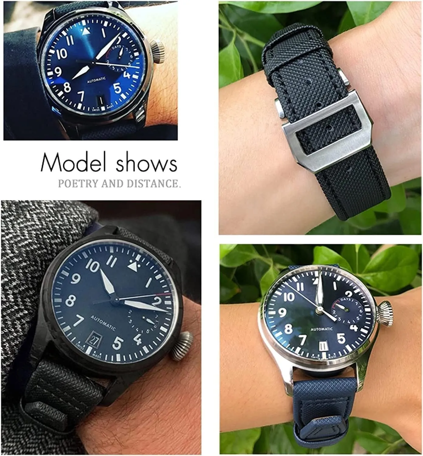 Nylon Calfskin Leather Watch Band For IWC Big Pilot IW377714 Mark18 SPITFIRE Canvas Strap 22mm 21mm 20mm