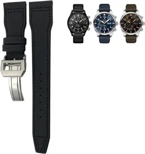 Nylon Calfskin Leather Watch Band For IWC Big Pilot IW377714 Mark18 SPITFIRE Canvas Strap 22mm 21mm 20mm