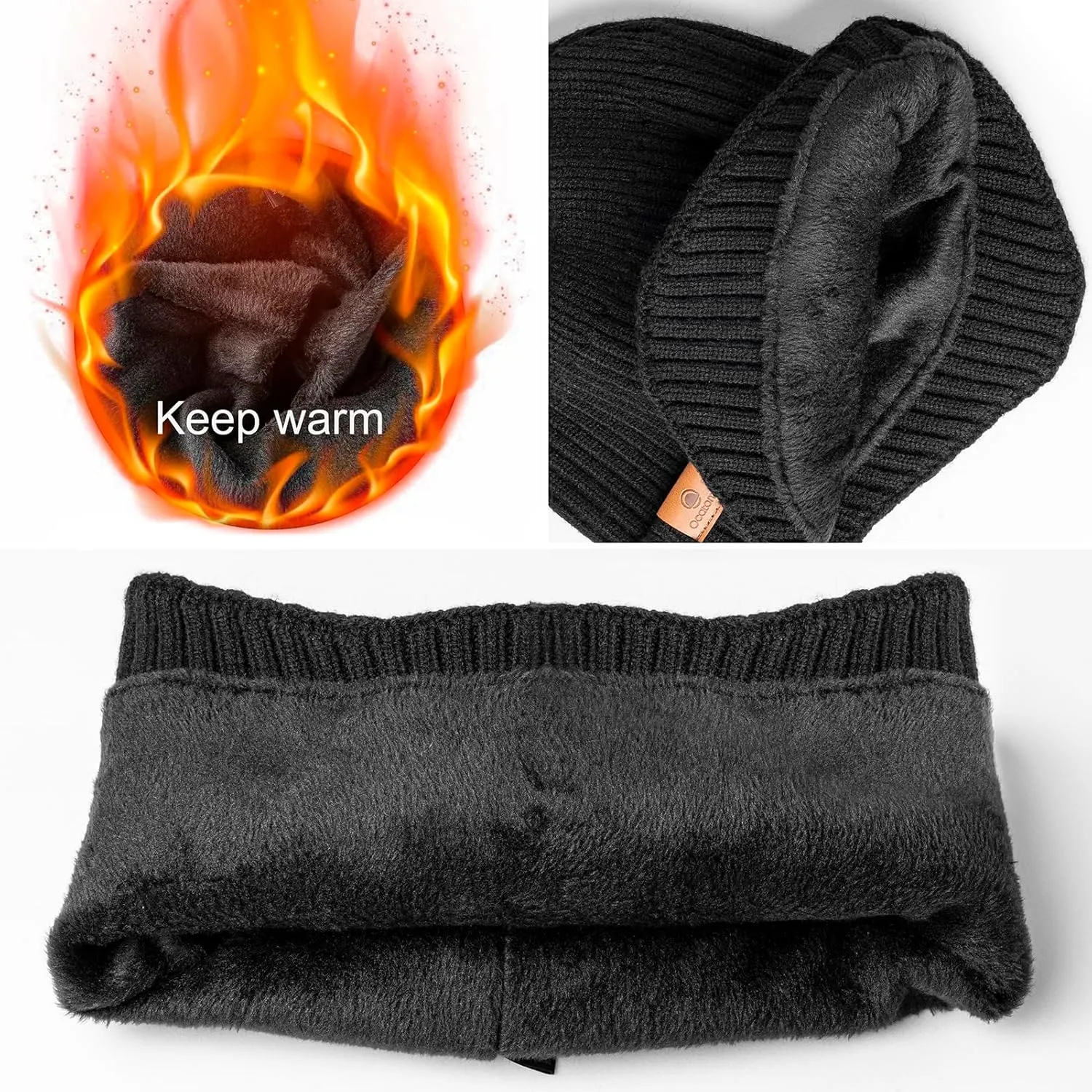 Ocatoma Winter Beanie with Earflap for Men Women Warm Knit Soft Hat Outdoor Beanie Unisex Gifts for Men Women