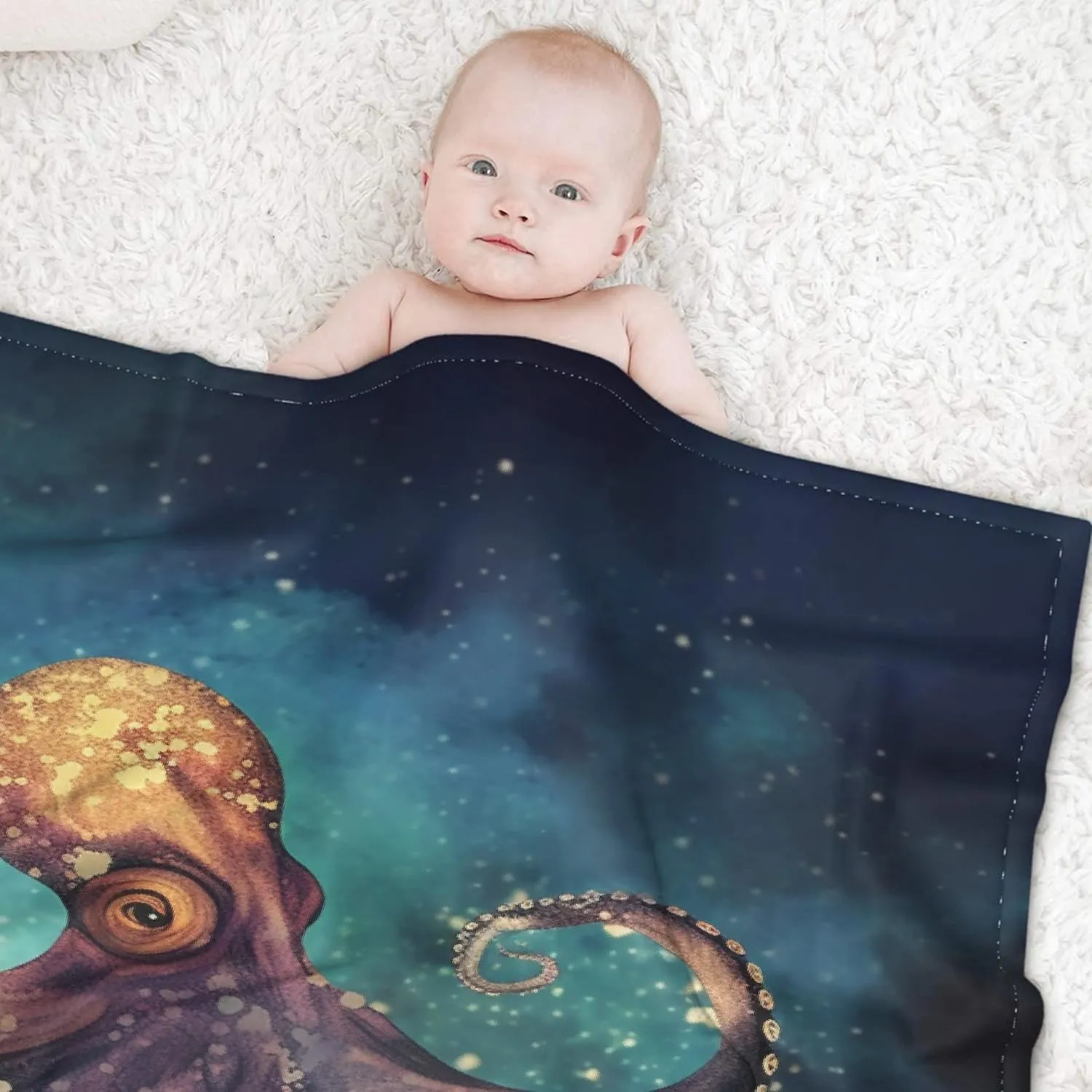 Octopus Fleece Throw Blanket Lightweight Super Soft Flannel Bed Blanket Perfect Home Decor for Couch Chair Sofa Living Room 50"X40" Small