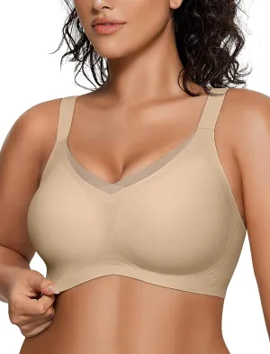 OEAK Womens Wireless Bras V Mesh Comfortable Bralette Supportive Tshirt Bra No Underwire Seamless Push Up Everyday Bras