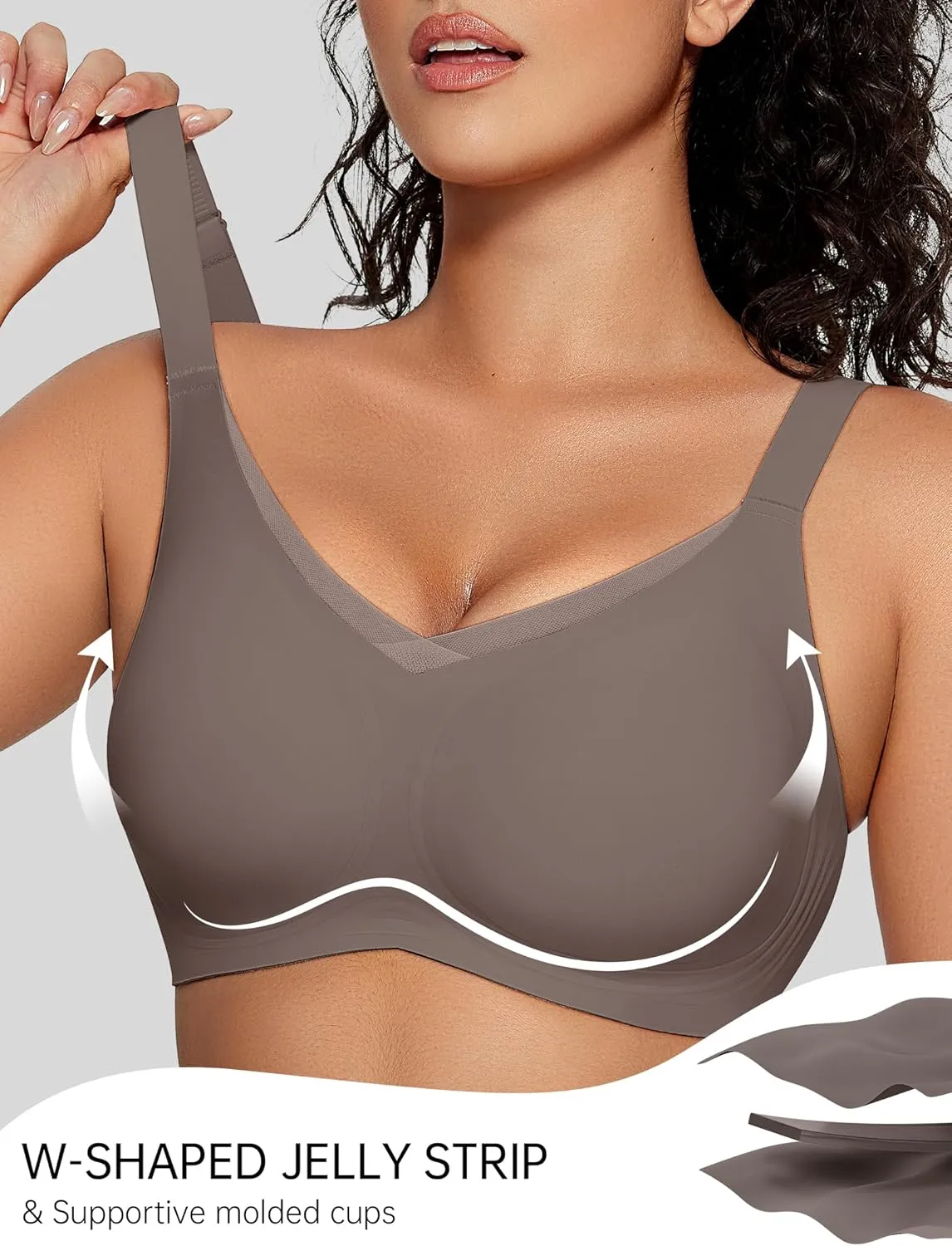 OEAK Womens Wireless Bras V Mesh Comfortable Bralette Supportive Tshirt Bra No Underwire Seamless Push Up Everyday Bras
