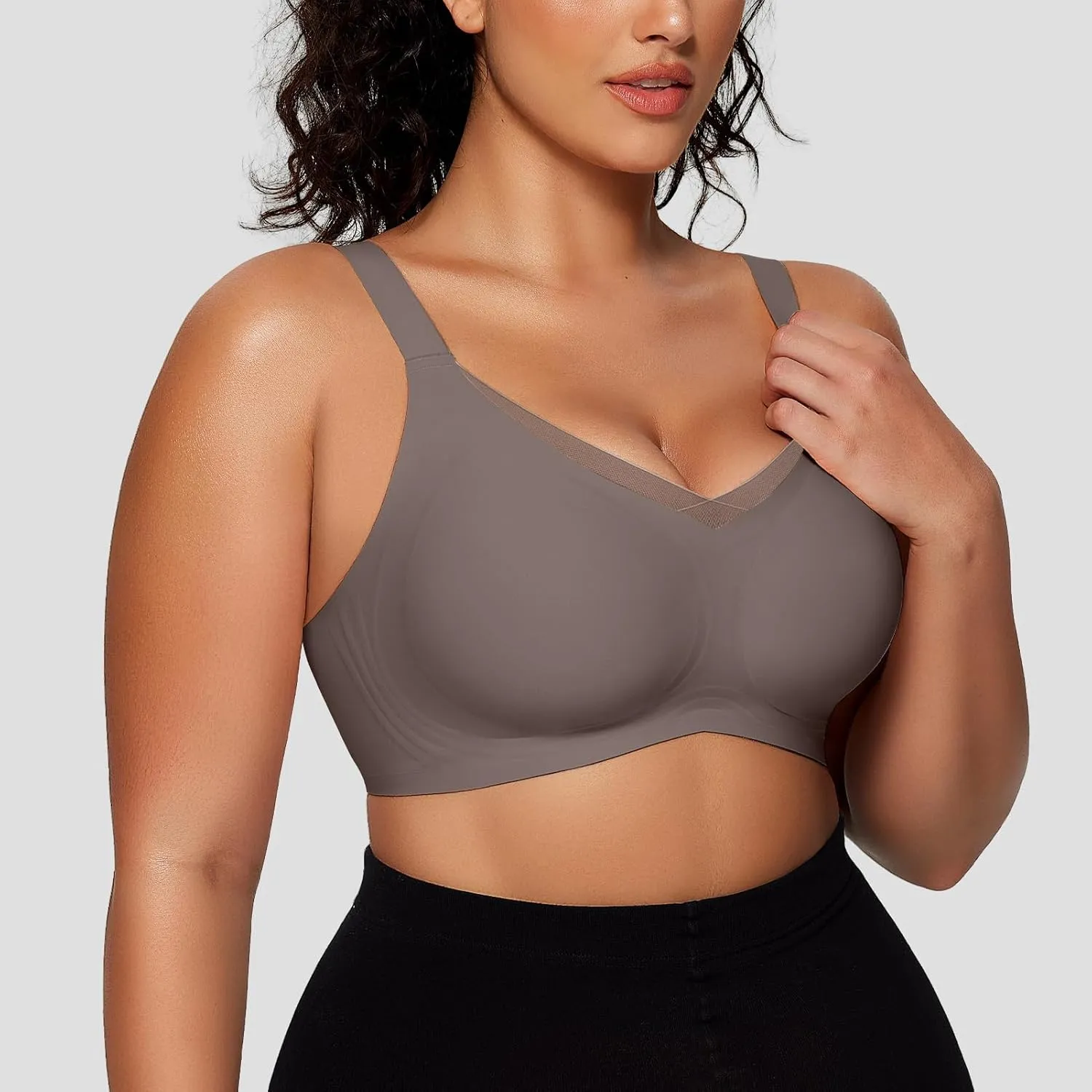 OEAK Womens Wireless Bras V Mesh Comfortable Bralette Supportive Tshirt Bra No Underwire Seamless Push Up Everyday Bras