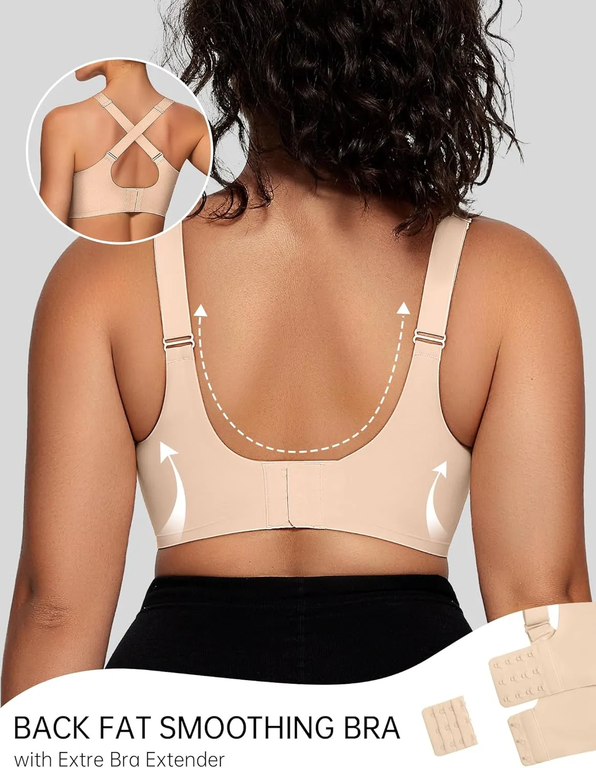 OEAK Womens Wireless Bras V Mesh Comfortable Bralette Supportive Tshirt Bra No Underwire Seamless Push Up Everyday Bras