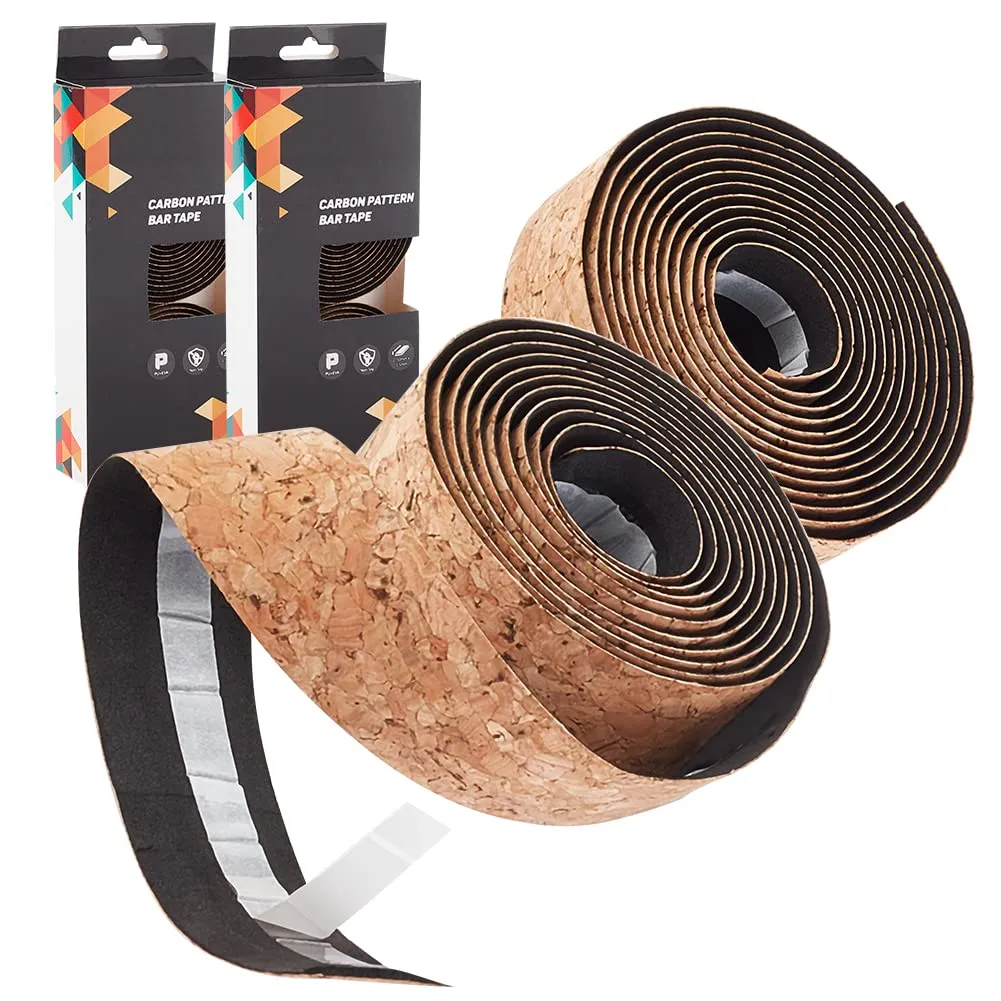 OLYCRAFT 4 Rolls 13.8 Yard Cork Handlebar Tape Self-Adhesive Adhesive Bike Wrap Cycling Handle Wrap Camel Bicycle Bar Tape Flat Handlebar Tapes PU Leather Bar Tapes for Road Motorcycle Bike Accessory