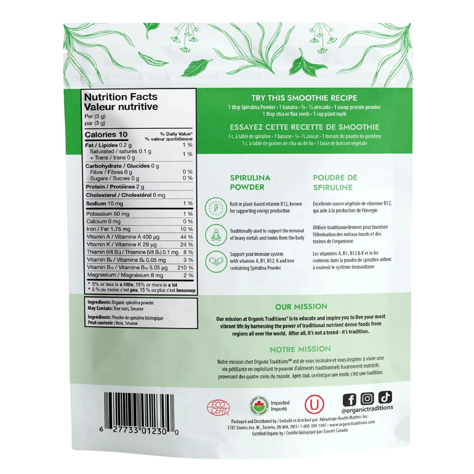 Organic Traditions Organic Spirulina Powder 150g