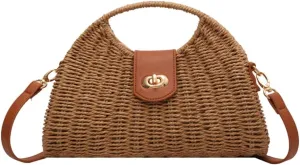 Orgone Summer Beach Woven Tote Bag, Straw Rattan Raffia Bucket Bag, Handmade Basket Handbag