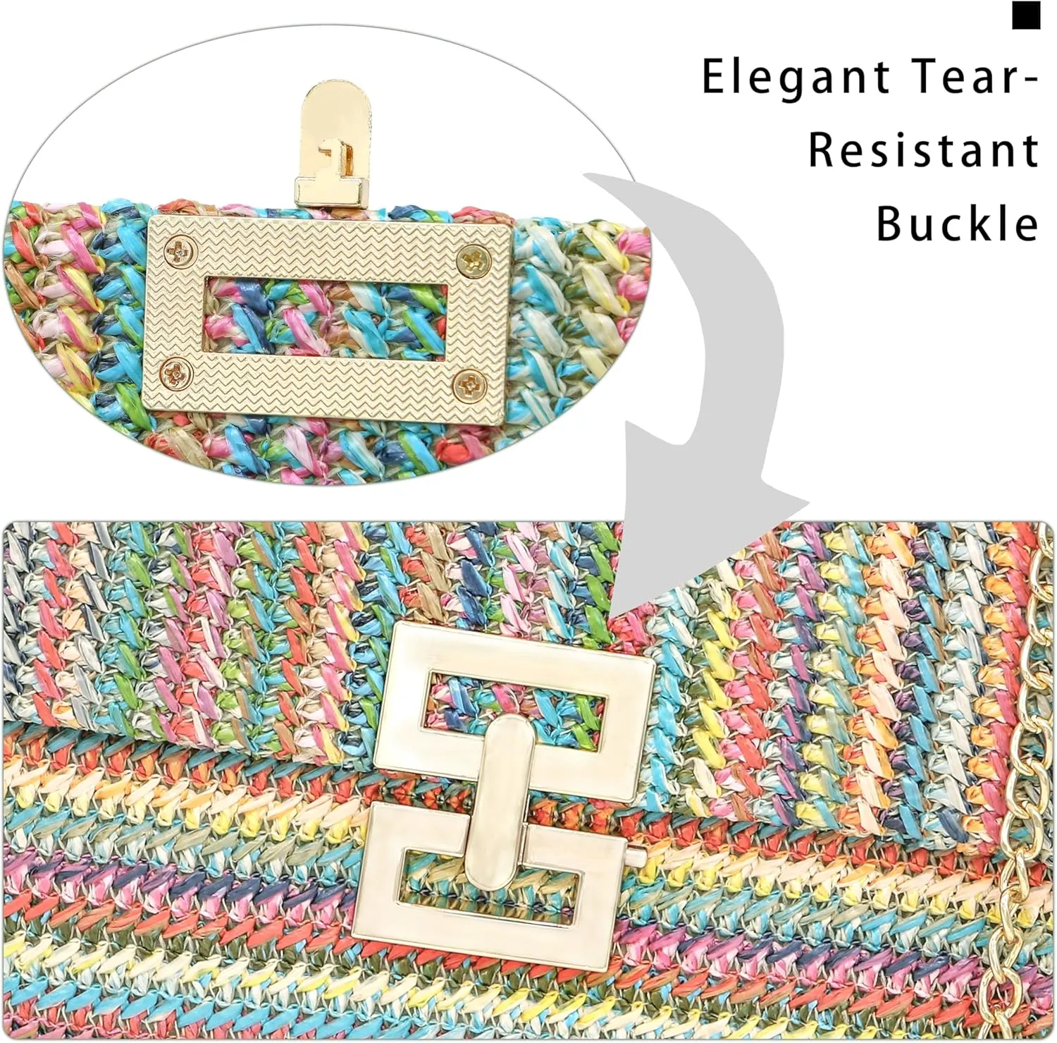 Oriamour Straw Purse Clutch Purse For Women Boho Crossbody Bags for Women Raffia Straw Bag Woven Beach Handbag For Summer