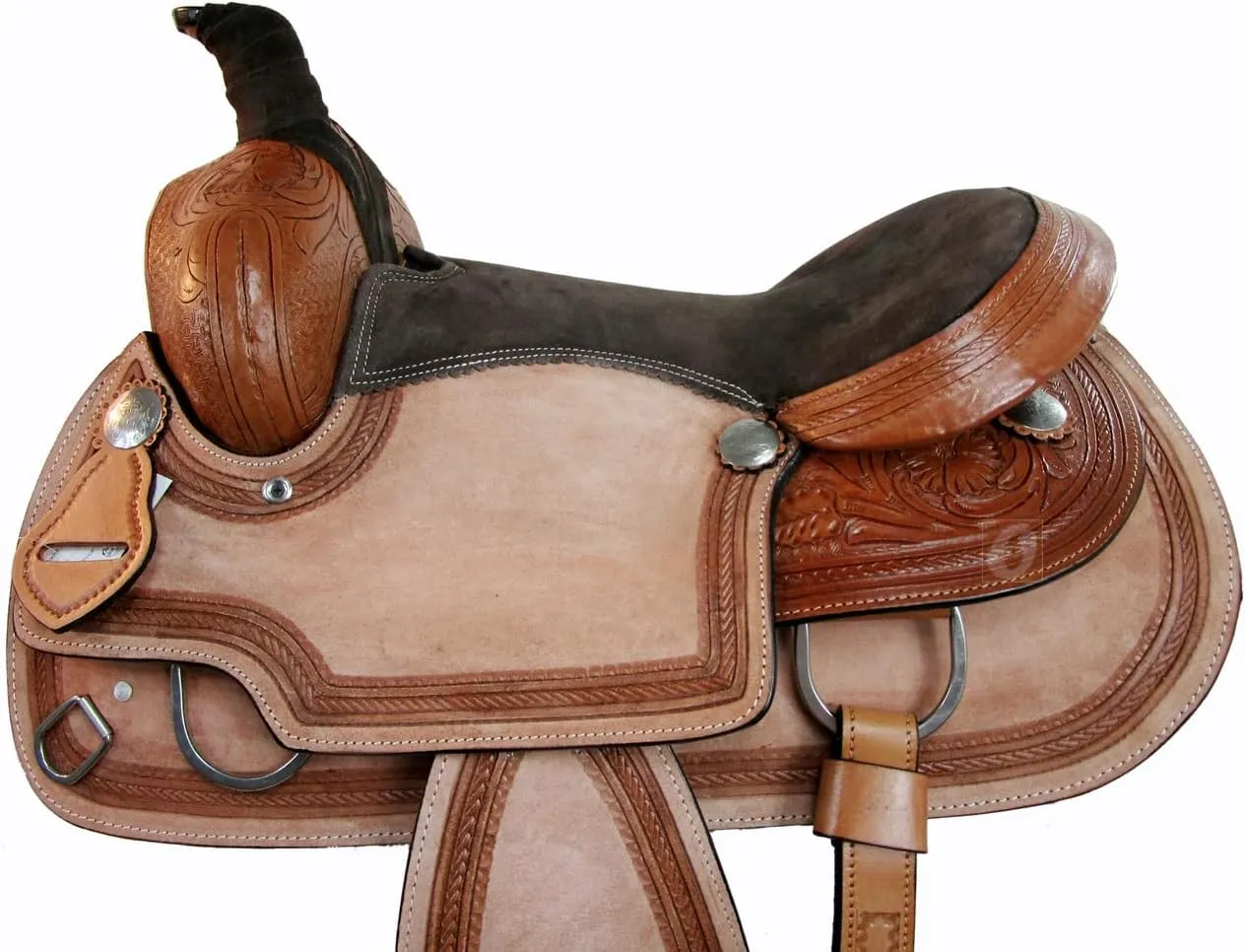Orlov Hill Leather Co 15 16 17 Deep Seat Western Saddle Floral Tooled Horse Trail Pleasure Package FQHB
