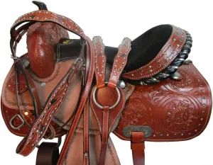 Orlov Hill Leather Co 15 16 Barrel Racing DEEP SEAT Saddle Trail Pleasure Western Horse Floral Tooled (16)