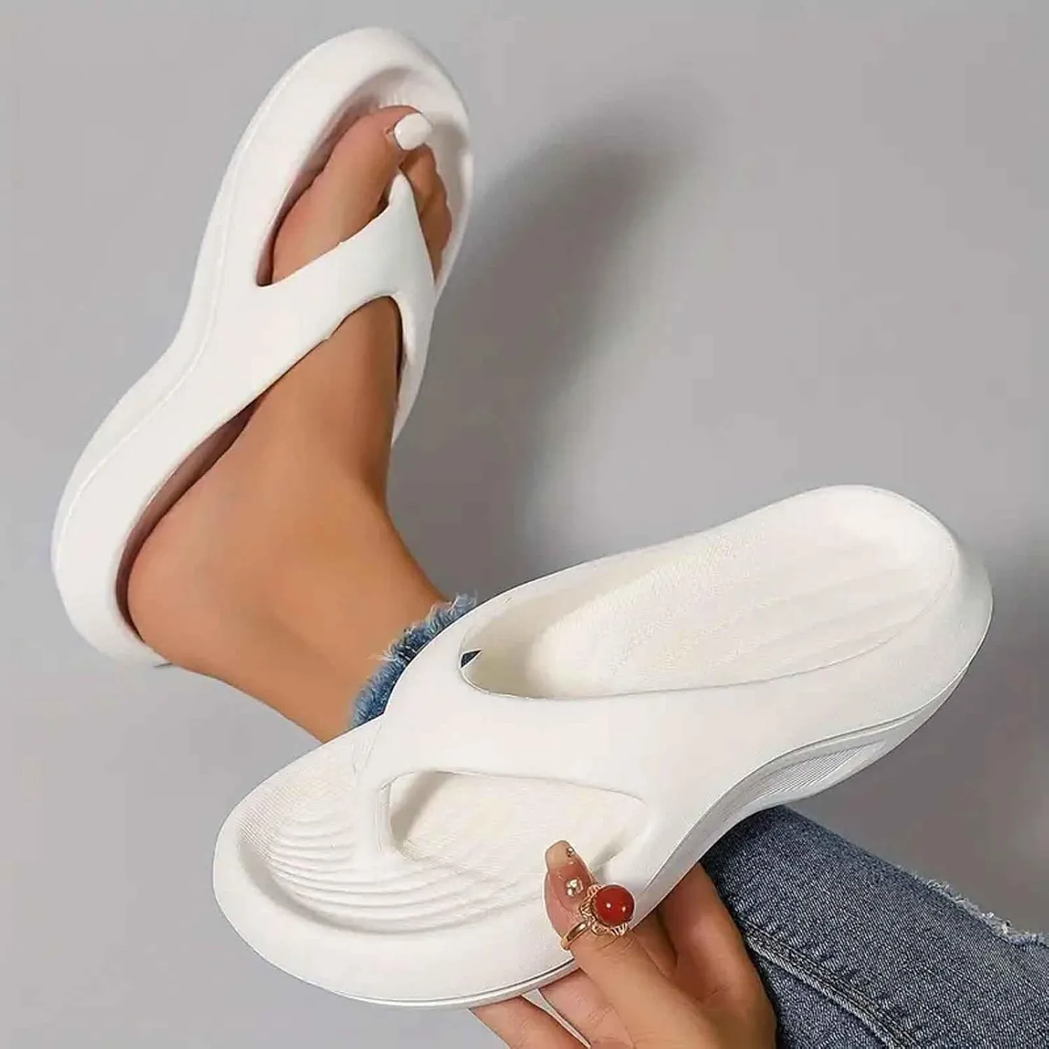 Orthopedic Sandals for Women Arch Support Walking Sandals Platform Recovery Flipflops Pillow Soft Summer Beach Shoes