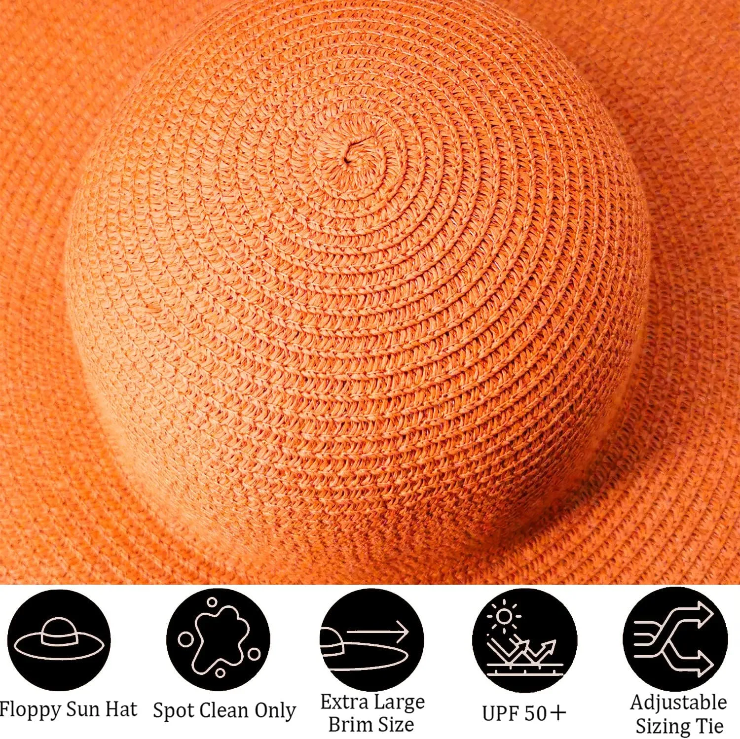 Oversized Beach Straw Hat for Women, Fashion Large Wide Brim Visor Hats Handmade Roll Up Floppy Sun Hat for Summer Beach Cap