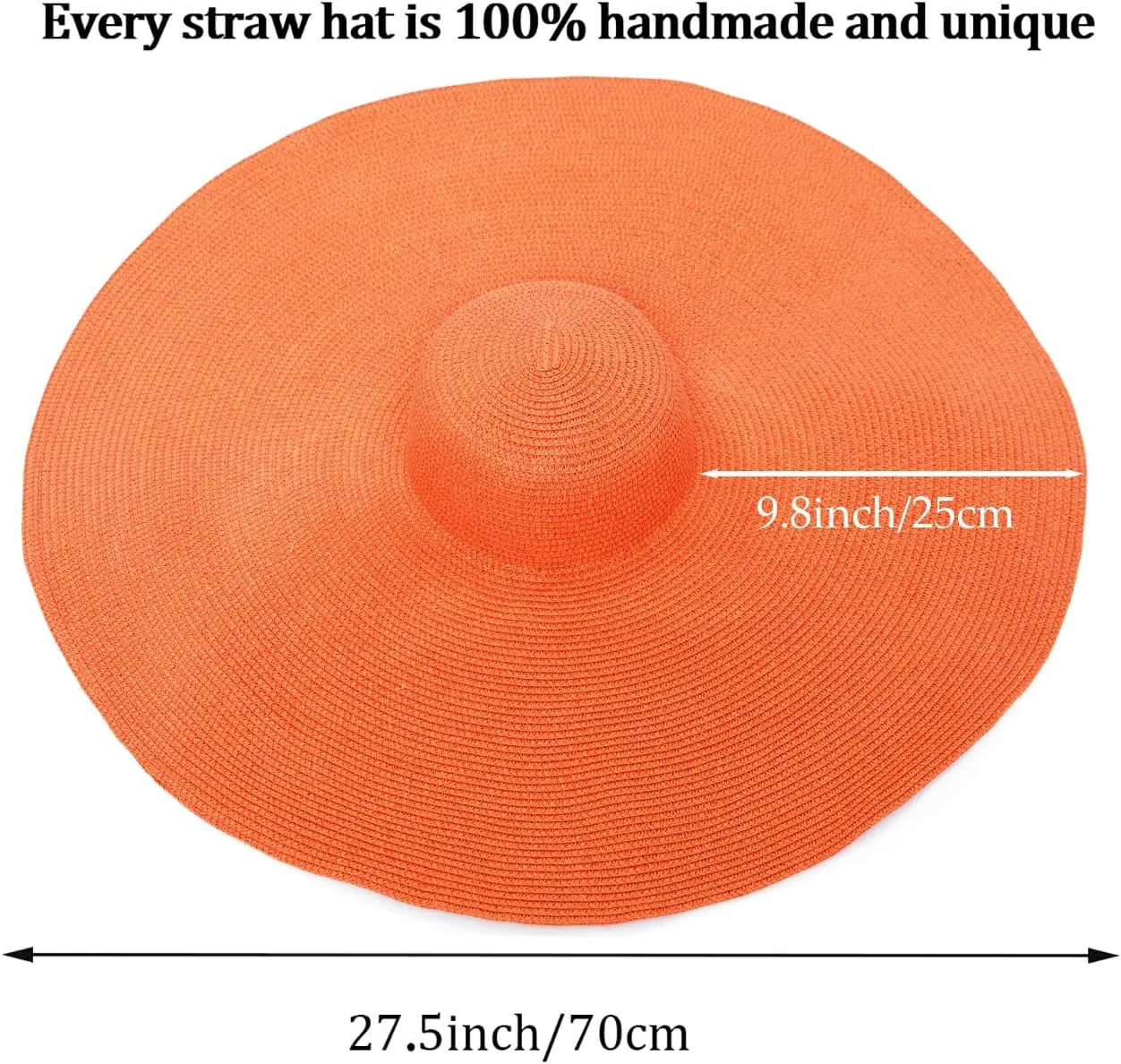 Oversized Beach Straw Hat for Women, Fashion Large Wide Brim Visor Hats Handmade Roll Up Floppy Sun Hat for Summer Beach Cap