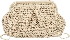 Ovida Straw Clutch Purse for Women Small Dumpling Bag Raffia Woven Purse Summer Beach Shoulder Crossbody Bag