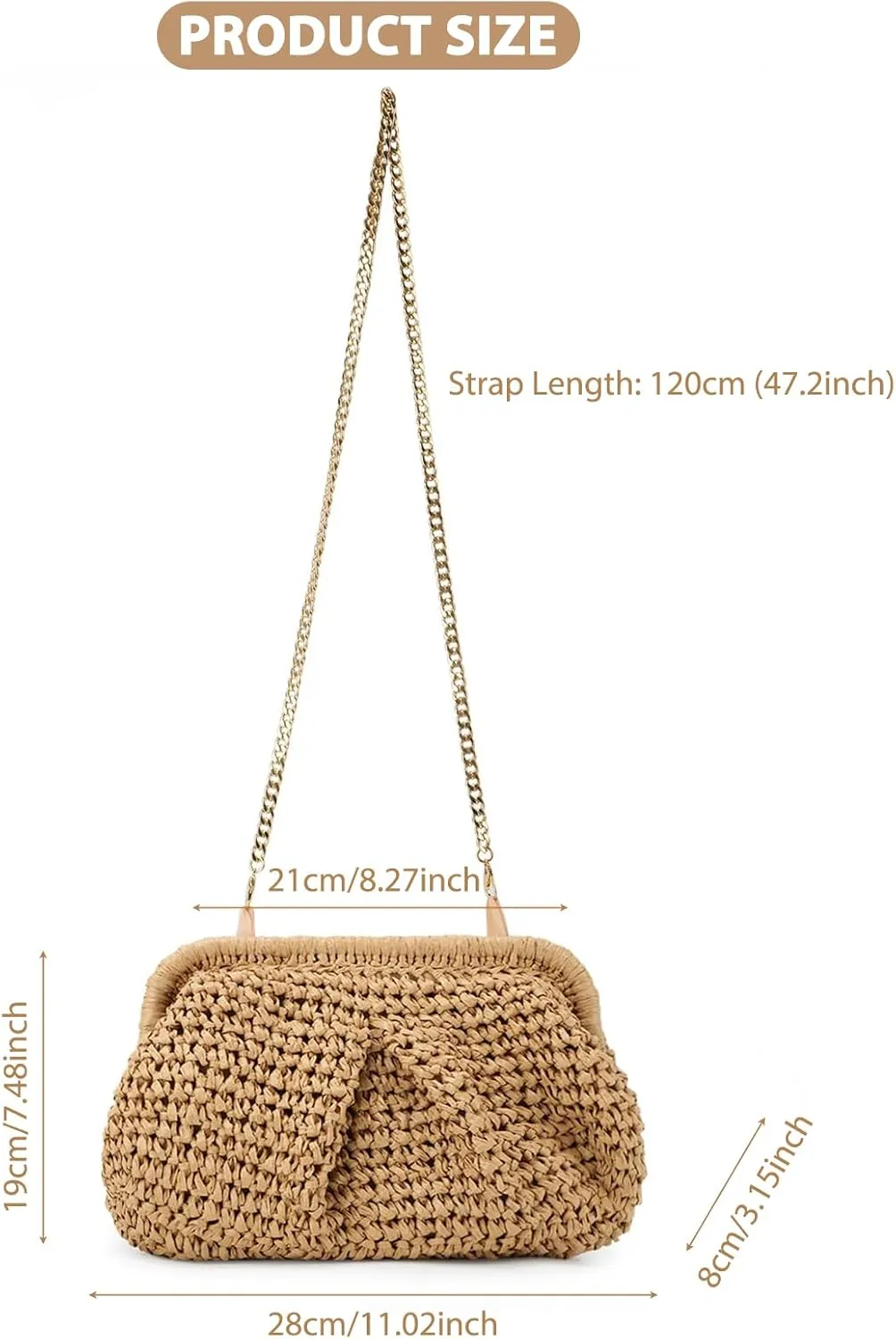 Ovida Straw Clutch Purse for Women Small Dumpling Bag Raffia Woven Purse Summer Beach Shoulder Crossbody Bag