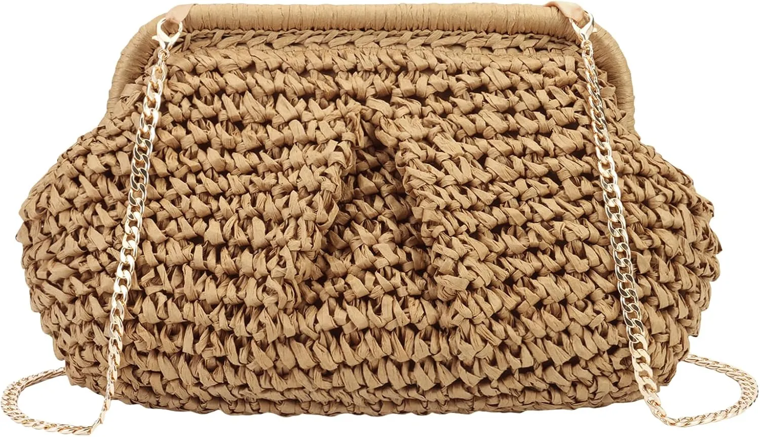 Ovida Straw Clutch Purse for Women Small Dumpling Bag Raffia Woven Purse Summer Beach Shoulder Crossbody Bag