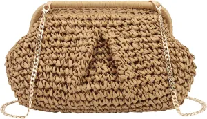 Ovida Straw Clutch Purse for Women Small Dumpling Bag Raffia Woven Purse Summer Beach Shoulder Crossbody Bag