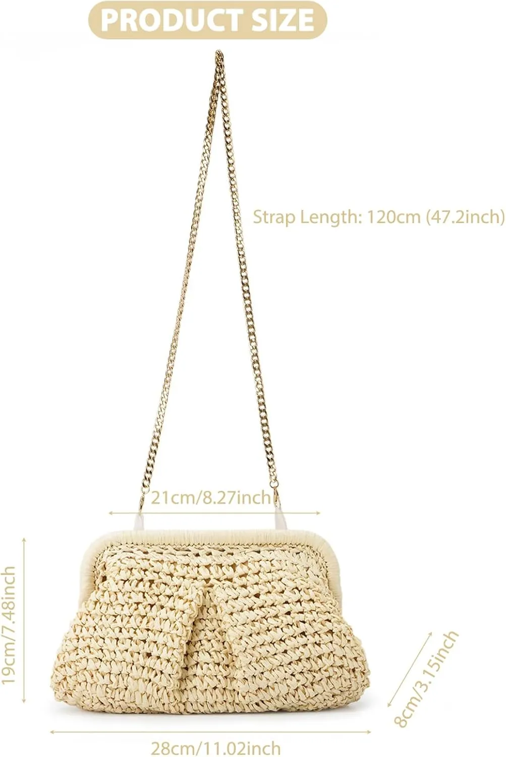Ovida Straw Clutch Purse for Women Small Dumpling Bag Raffia Woven Purse Summer Beach Shoulder Crossbody Bag
