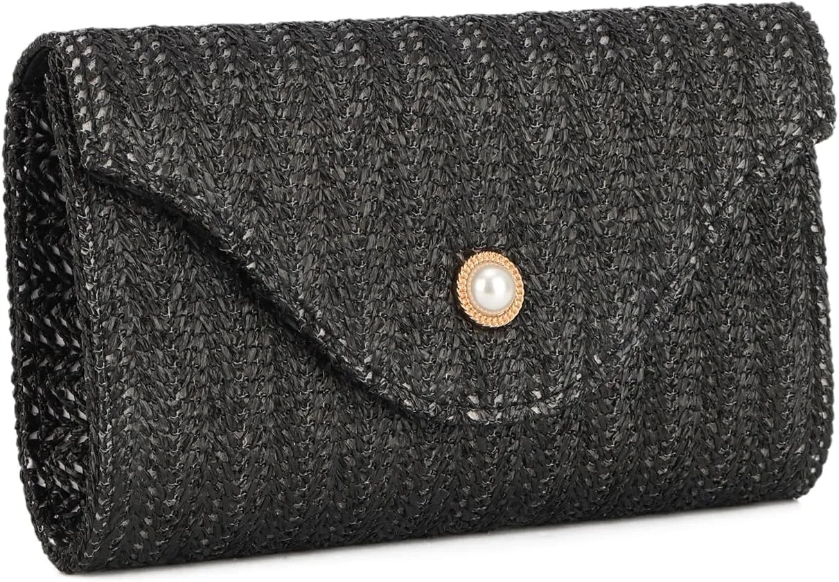 Oweisong Straw Clutch Purses for Women Summer Pearl Evening Bag Small Beach Woven Purse and Handbags 2025