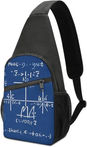 Oxford Crossbody Sling Bag Math Formula Printed For Men Women with Heat Transfer Multi-Purpose Chest Bag for Sports & Travel Hiking Daypacks