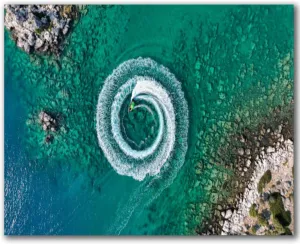 Paint by Numbers Kit for Adults Beginner Zoom out amazing aerial view man driving personal watercraft ocean DIY Framed Painting by Numbers Canvas Acrylic Oil Painting for Home Decor Gifts 16"x20"
