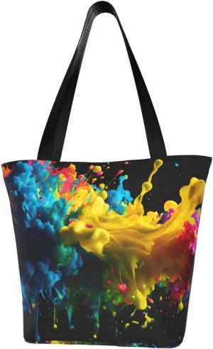Paint Splatter Backdrop Print Multifunctional Tote Daypacks for Women Work Travel Shopping Handbags Shoulder Bag
