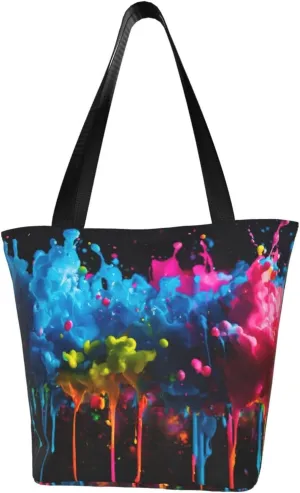 Paint Splatter Backdrop Print Multifunctional Tote Daypacks for Women Work Travel Shopping Handbags Shoulder Bag