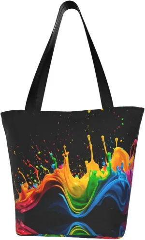 Paint Splatter Backdrop Print Multifunctional Tote Daypacks for Women Work Travel Shopping Handbags Shoulder Bag