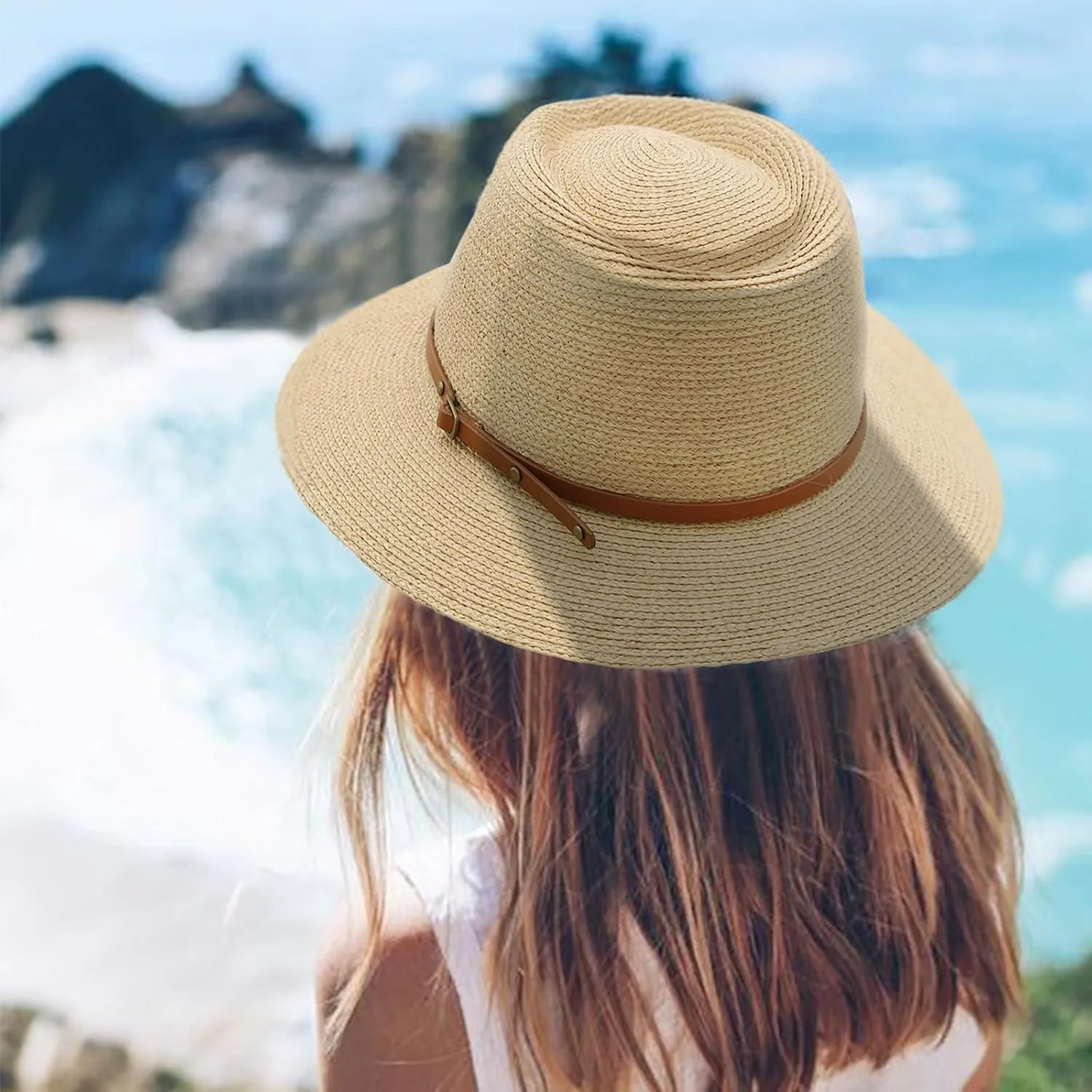 Panama Hat Sun Hats for Women Raffia hat Beach Hats Wide Brim Straw Hat