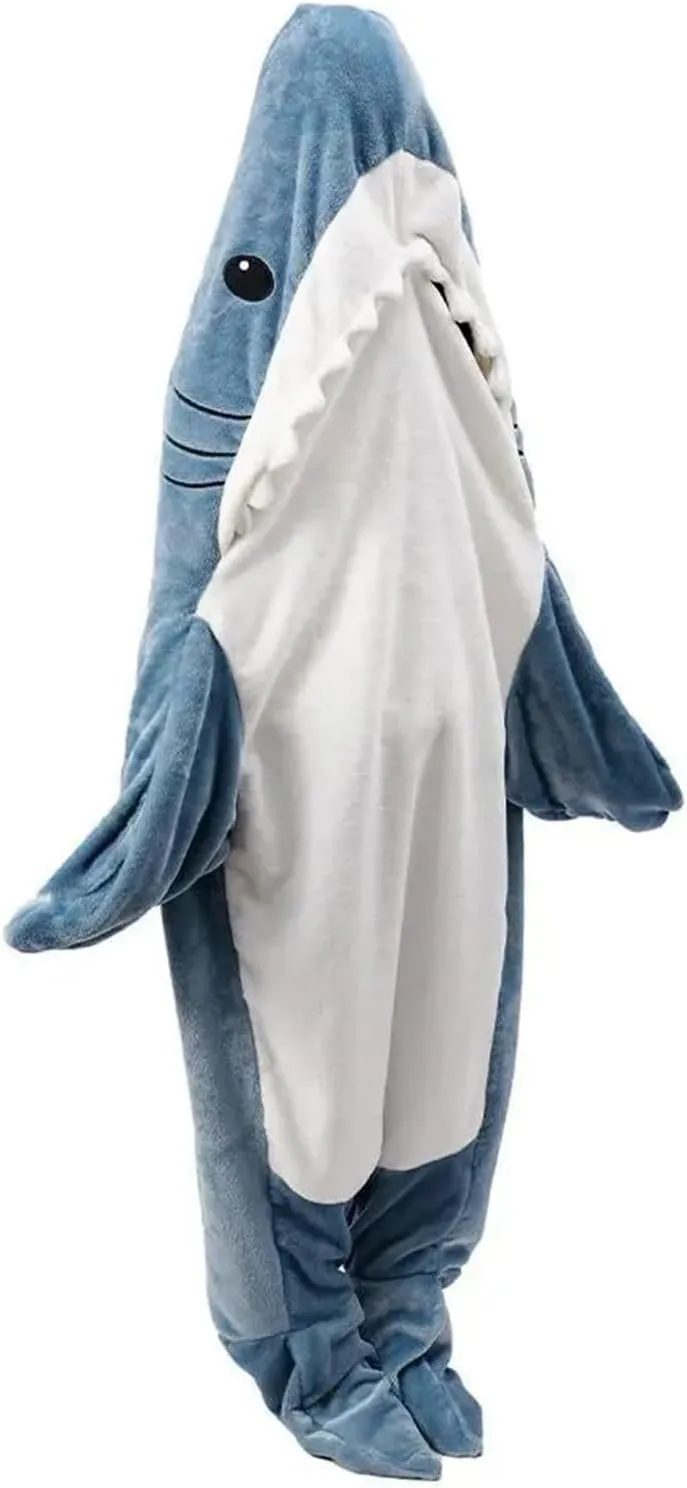 Party Sleepwear Unisex Cosplay Shark Blanket Hoodie Adult Wearable Flannel Pajamas Sleeping Bag Teens