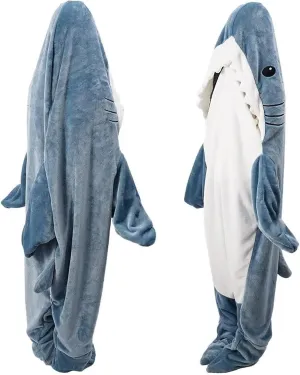 Party Sleepwear Unisex Cosplay Shark Blanket Hoodie Adult Wearable Flannel Pajamas Sleeping Bag Teens
