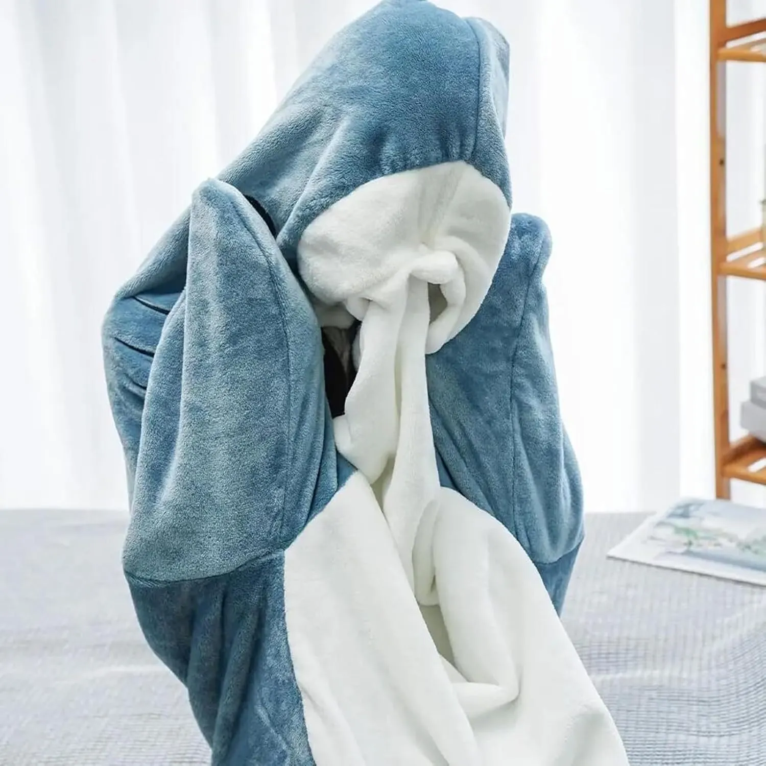Party Sleepwear Unisex Cosplay Shark Blanket Hoodie Adult Wearable Flannel Pajamas Sleeping Bag Teens