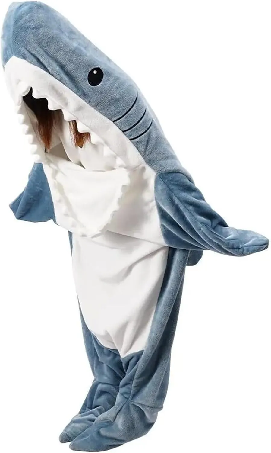 Party Sleepwear Unisex Cosplay Shark Blanket Hoodie Adult Wearable Flannel Pajamas Sleeping Bag Teens