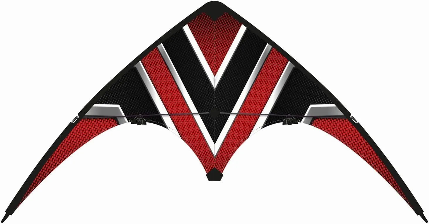Paul Günther 1090 Sport Stunt Kite Carbon Design Loop 100, Kite for Beginners, Sail Made of Tear-Resistant Ripstop Polyester, Robust Fibreglass Rods, with Steering Handles and Cord, Approx. 100 x 56