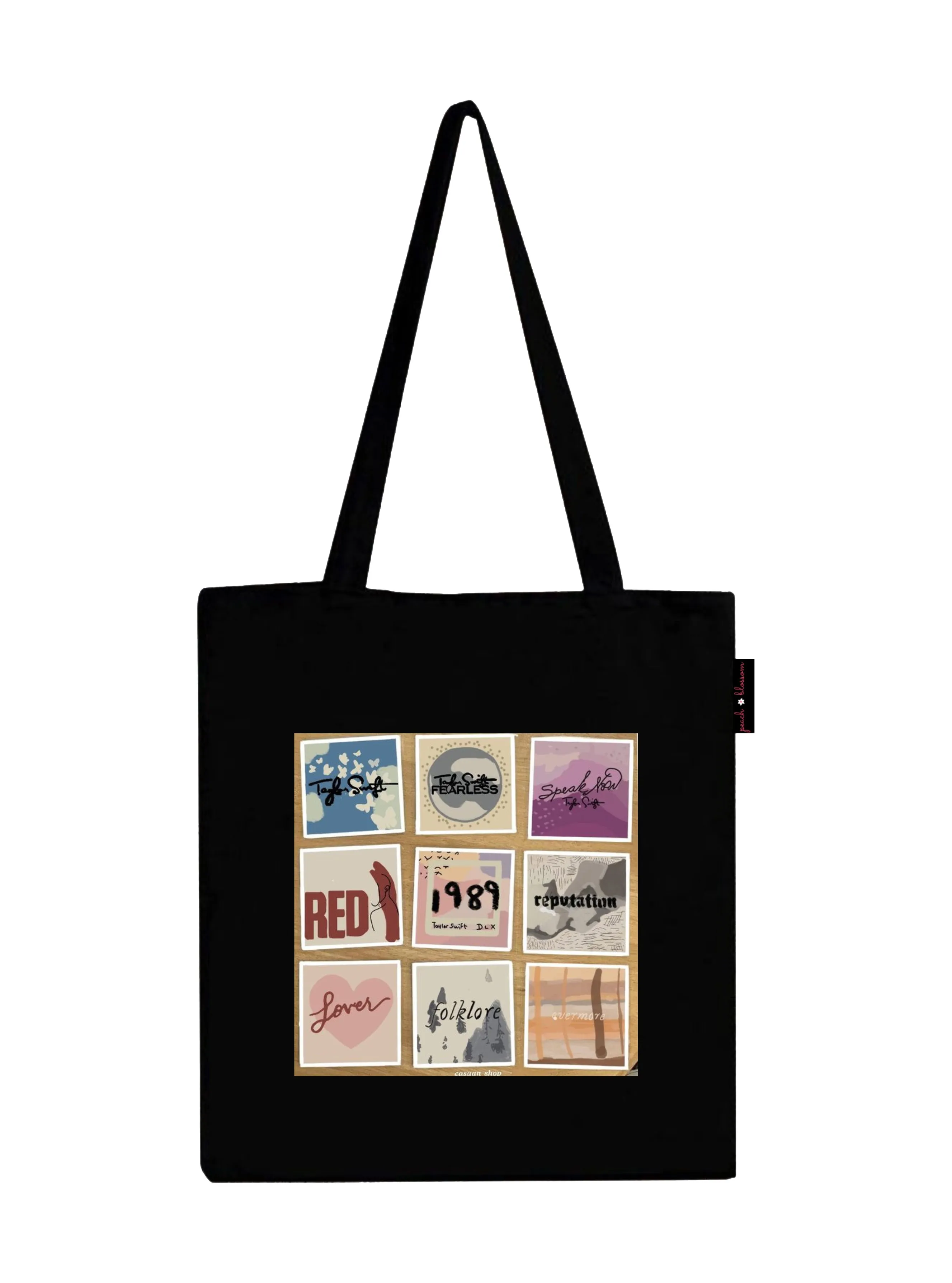 Peach Blossom Women's Cotton Printed Tote Bag With Zipper and Pouch | Pack Of 2 Combo