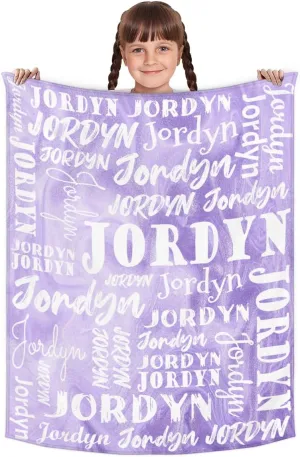 Personalized Blankets, Kids Throw Blanket for Boys and Girls Soft Cozy Flannel, Light Purple Dream Soft Plush Warm Receiving for Newborns, 40x50 Inch