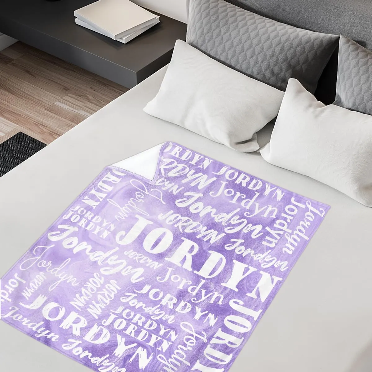 Personalized Blankets, Kids Throw Blanket for Boys and Girls Soft Cozy Flannel, Light Purple Dream Soft Plush Warm Receiving for Newborns, 40x50 Inch