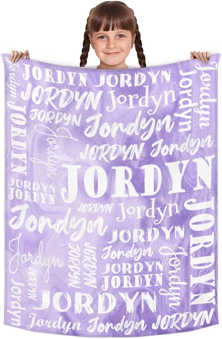 Personalized Blankets, Kids Throw Blanket for Boys and Girls Soft Cozy Flannel, Light Purple Dream Soft Plush Warm Receiving for Newborns, 40x50 Inch
