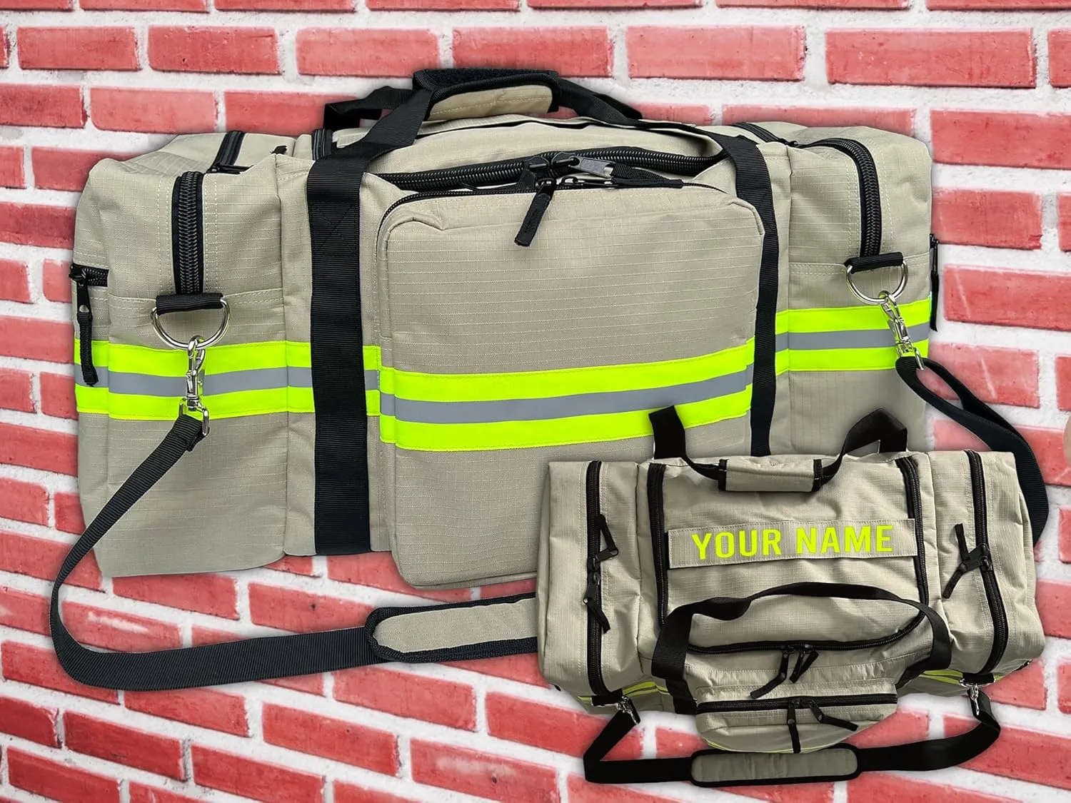 Personalized Firefighter Ripstop Duffel Bag (Tan)