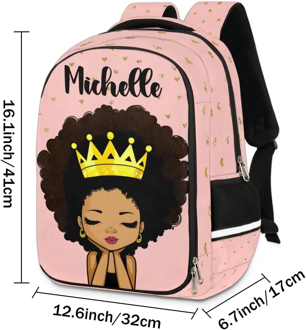 Personalized Kids Backpack Custom Backpack Schoolbag Children Bookbag for Girls Afro Girl Princess