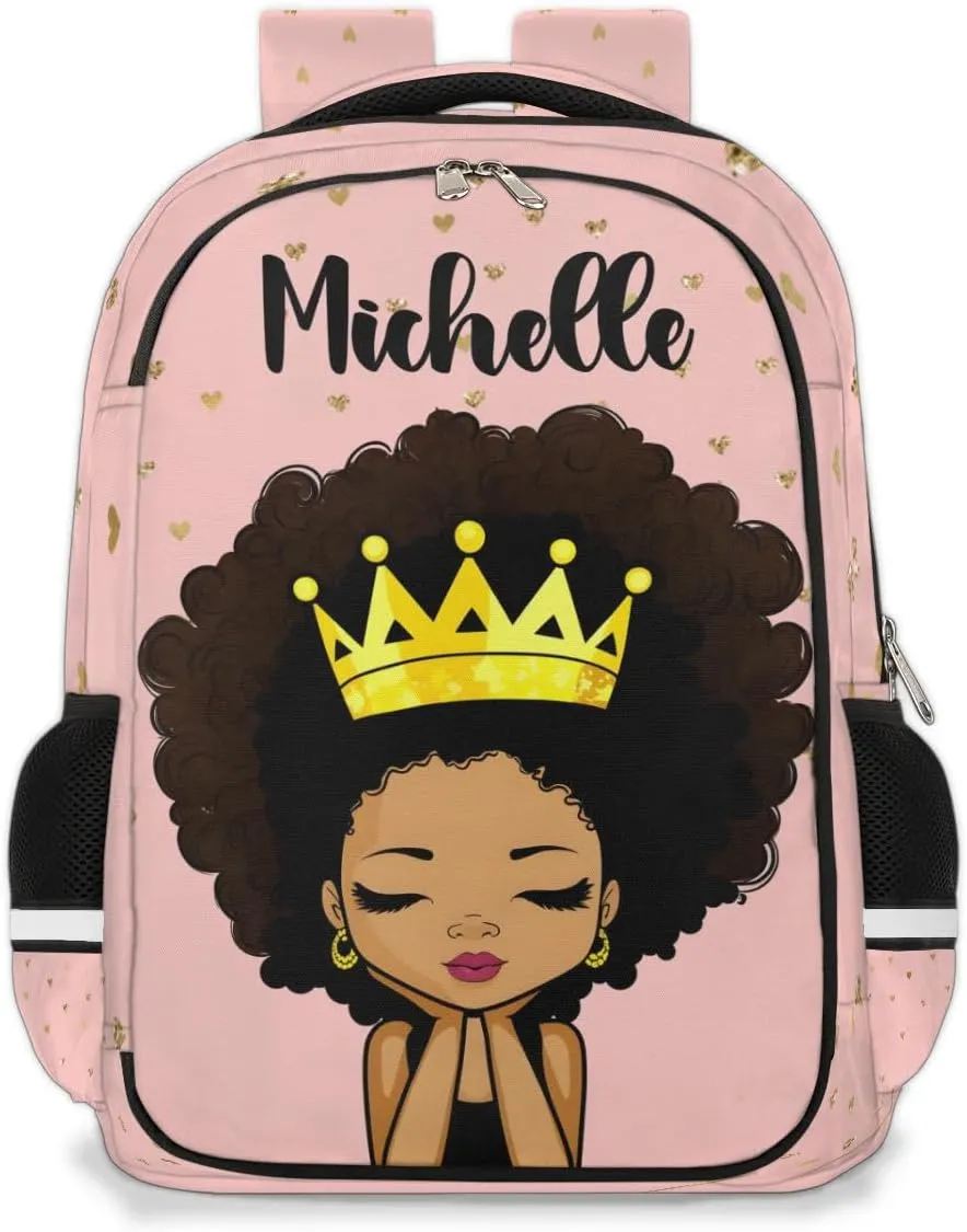 Personalized Kids Backpack Custom Backpack Schoolbag Children Bookbag for Girls Afro Girl Princess