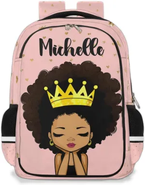 Personalized Kids Backpack Custom Backpack Schoolbag Children Bookbag for Girls Afro Girl Princess