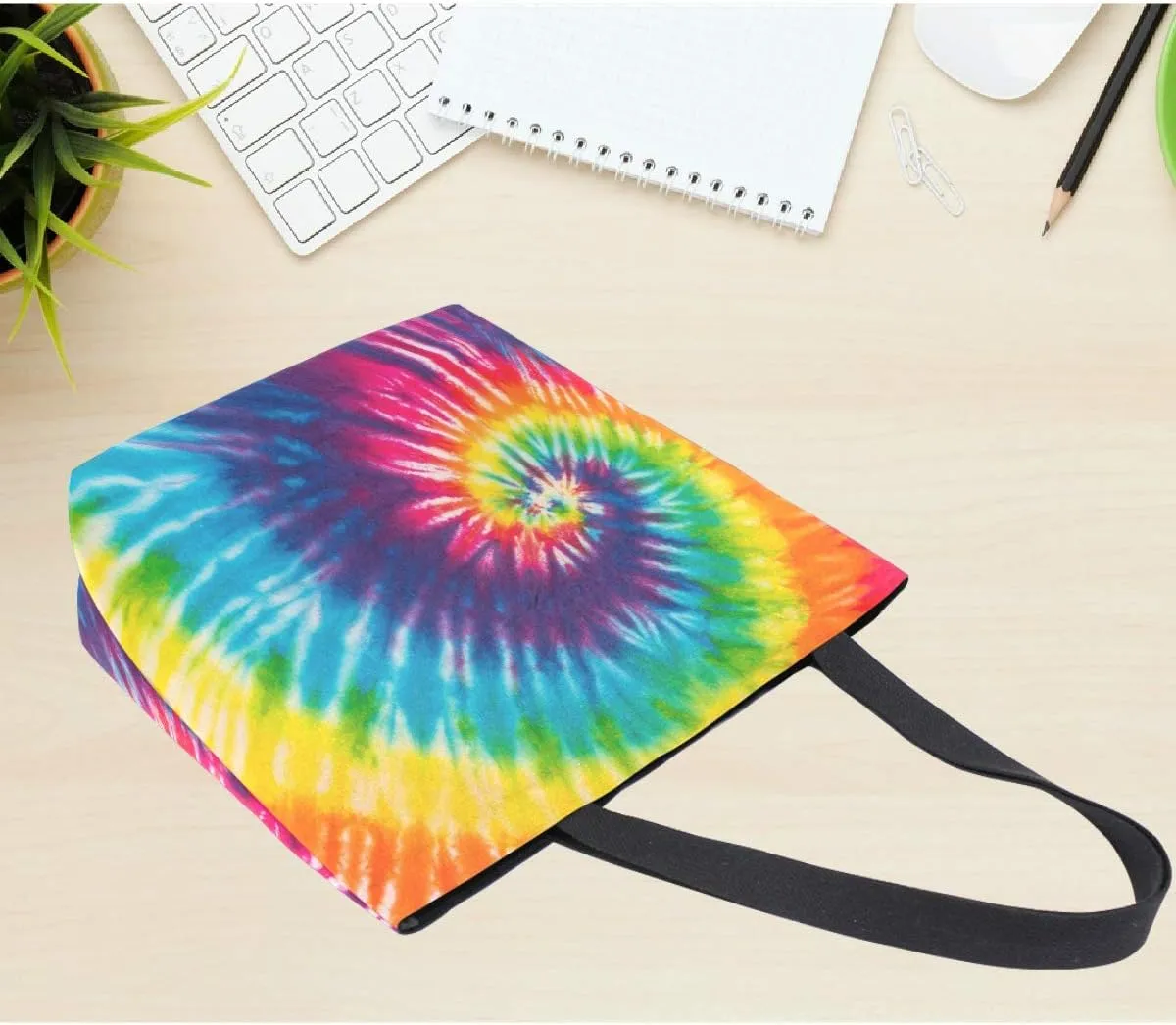 Pfrewn Tie Dye Canvas Tote Bag Extra Large Grocery Bag Casual Beach Shopping Tote Heavy Duty Washable Shoulder Bags Handbag