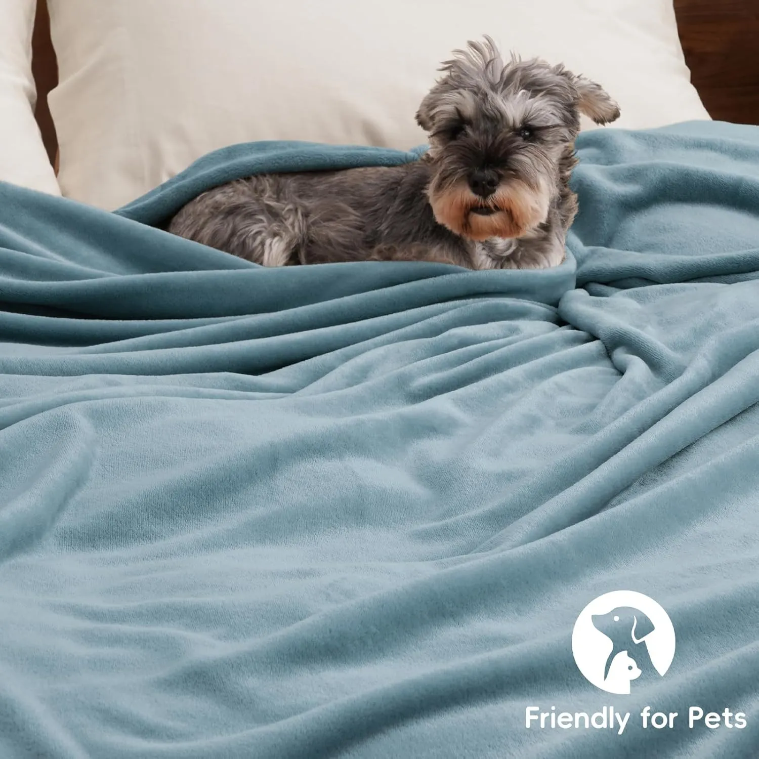 PHF Ultra Soft Fleece Blanket Queen Size, No Shed No Pilling Luxury Plush Cozy 300GSM Lightweight Blanket for Bed, Couch, Chair, Sofa Suitable for All Season, 90" x 90", Dusty Blue