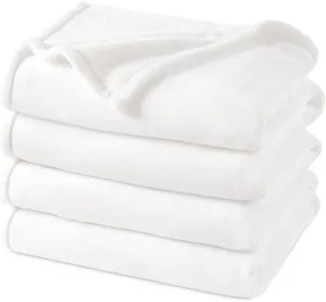 PHF Ultra Soft Fleece Blanket Queen Size, No Shed No Pilling Luxury Plush Cozy 300GSM Lightweight Blanket for Bed, Couch, Chair, Sofa Suitable for All Season, 90" x 90", White