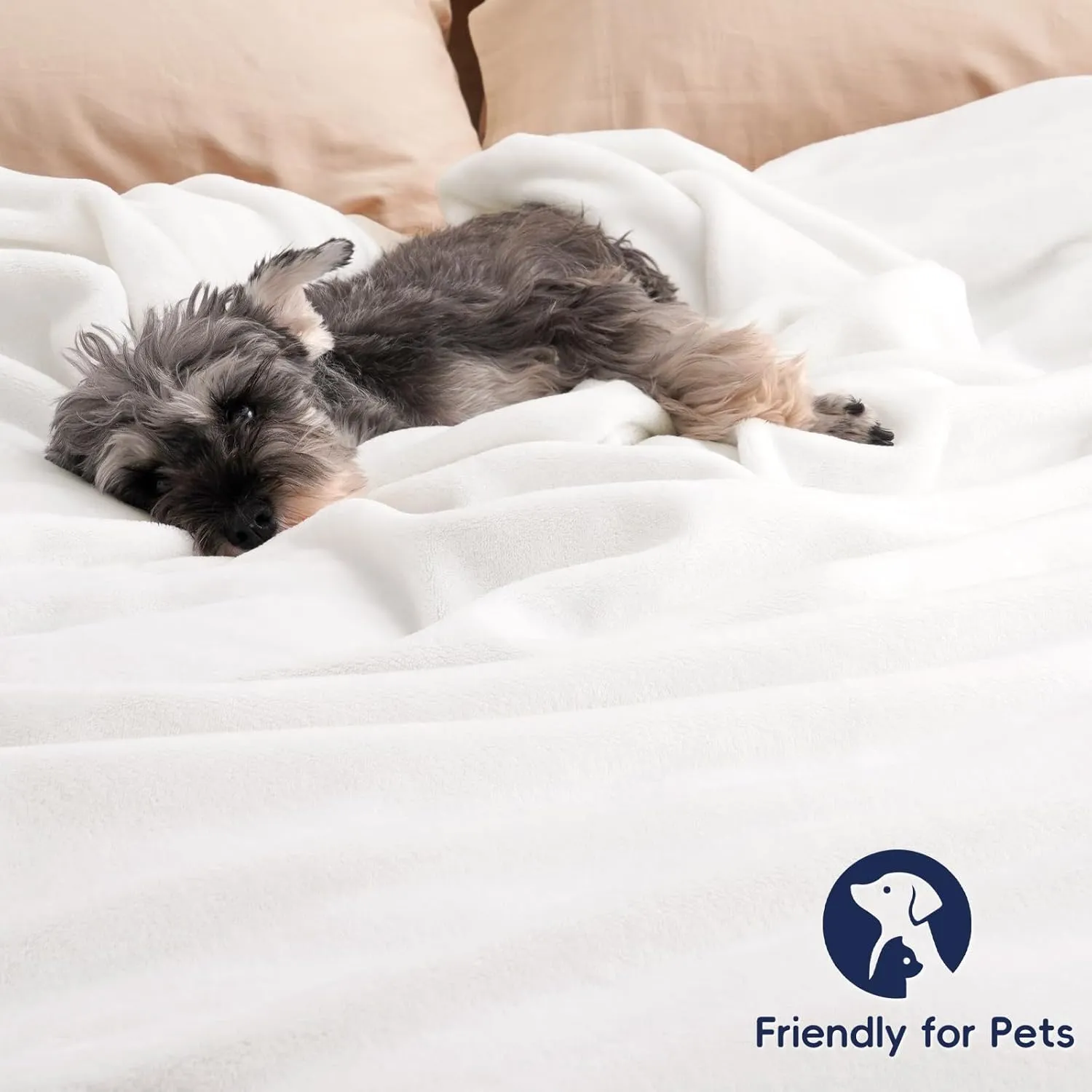 PHF Ultra Soft Fleece Blanket Queen Size, No Shed No Pilling Luxury Plush Cozy 300GSM Lightweight Blanket for Bed, Couch, Chair, Sofa Suitable for All Season, 90" x 90", White