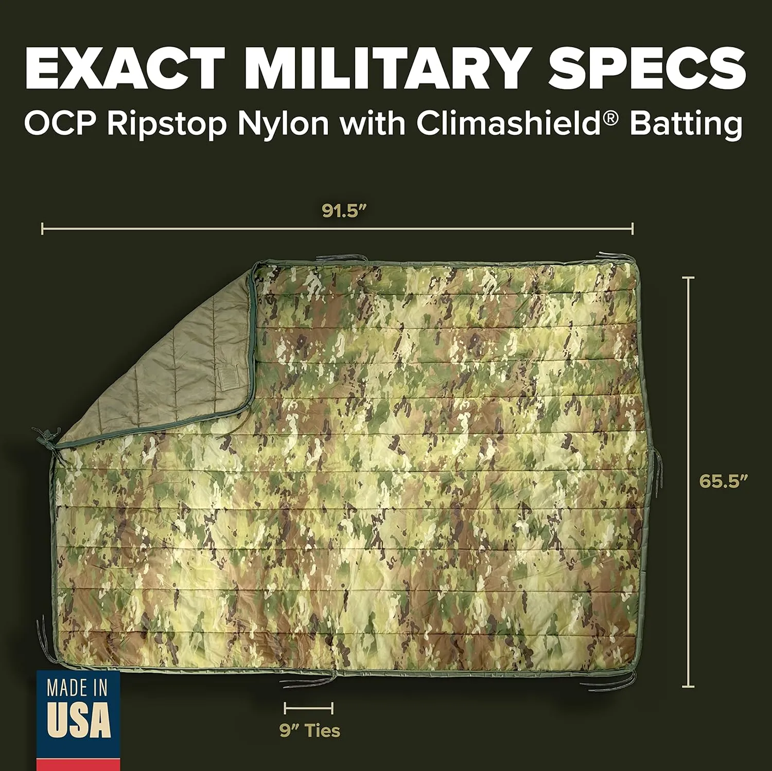 Pinnacle Mercantile Authentic Military Woobie with Zipper Made in USA by Winston-Salem Industries for The Blind OCP Camo Sleeping Bag Poncho Liner Nylon Tactical Blanket Exact US Army Specs