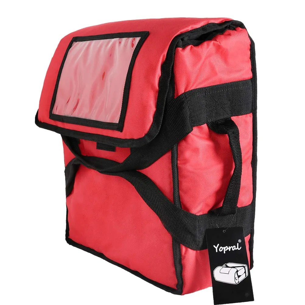 Pizza Bag, Thermal Pizza Delivery Bags Insulated Pizza Delivery Bag Pizza Boxes Professional Warmer Carrier Moisture Free for 3-12" or 3-14" (Red, 15"X15"X7")