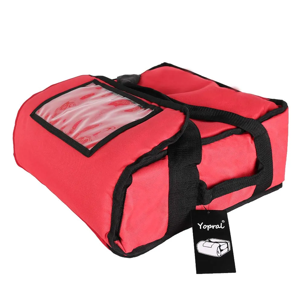 Pizza Bag, Thermal Pizza Delivery Bags Insulated Pizza Delivery Bag Pizza Boxes Professional Warmer Carrier Moisture Free for 3-12" or 3-14" (Red, 15"X15"X7")
